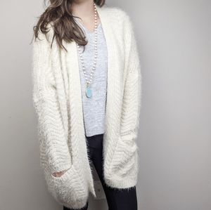Cotton Candy | Soft White Knit Cardigan Sweater Md